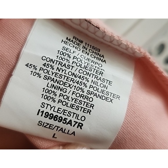 Spring Easter Summer Peach High Waist Baby Doll Dress Lace 3/4 Sleeves Lined‎ L - Picture 7 of 8